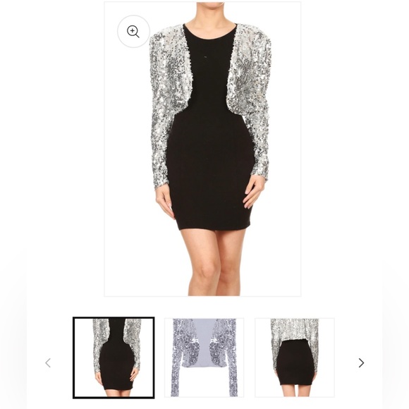 Anna-Kaci Silver Sequins Boléro Jacket sz L - Picture 1 of 8